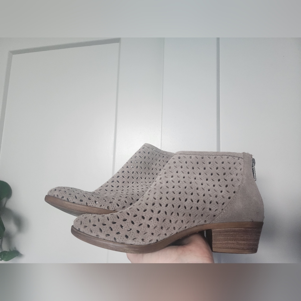 Suede booties with holes